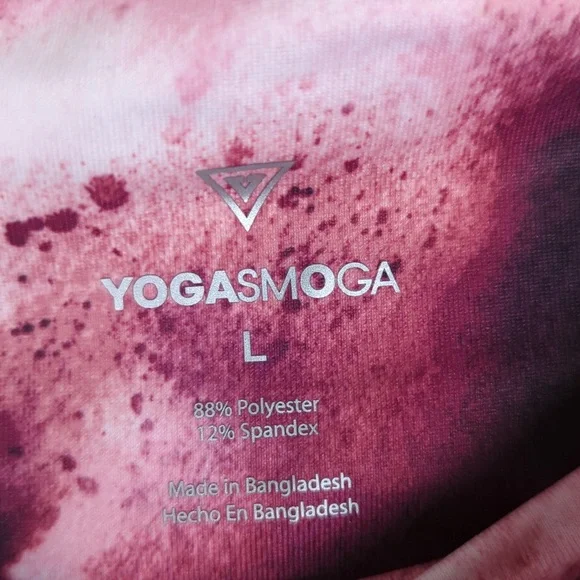 Yogasmoga Women's Pink Watercolor Athletic Yoga Pants Leggings Size L - Picture 5 of 6